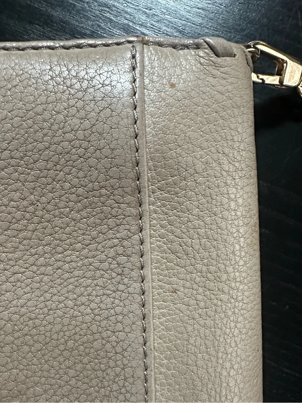 Tory Burch Taupe Leather Crossbody with Whipstitch Detail